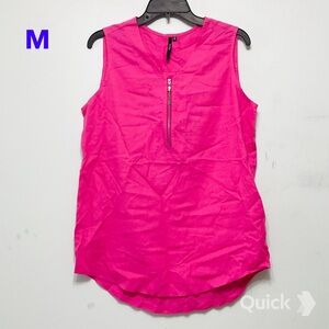 M - New Cathy V-Neck Zips Sleeveless Tunic